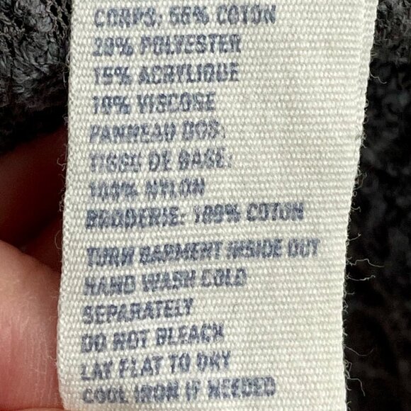 American Eagle Cotton Blend Lace Back Open Front Gray Cardigan Women's L Cottage - Picture 12 of 13